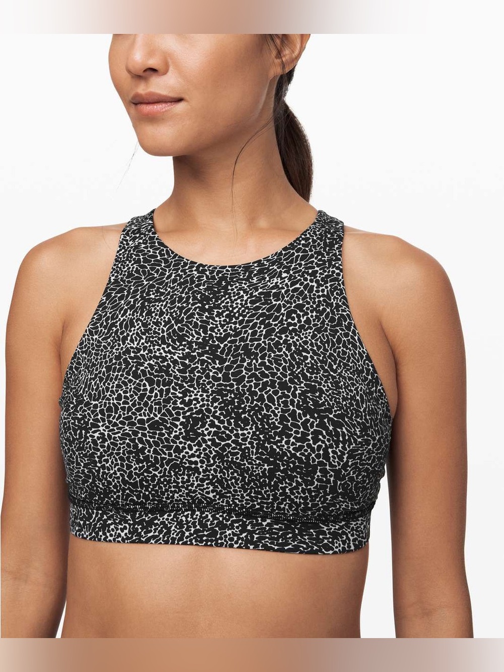 lululemon athletica Black & White Printed Strappy Sports Bra size 6 s/m